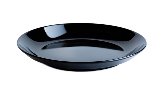 Black plate on a transparent background. isolated background.