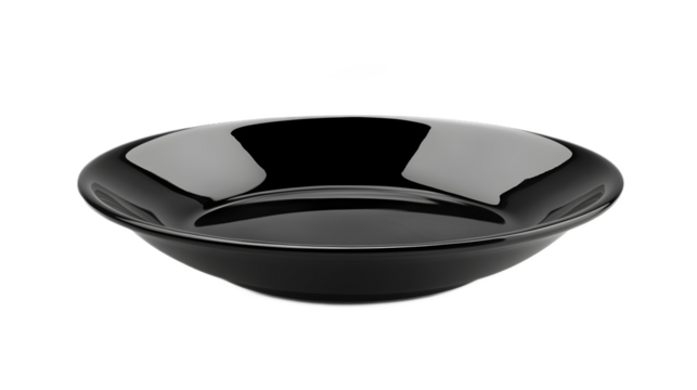 Black plate on a transparent background. isolated background.