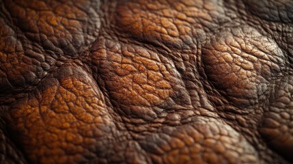 Fototapeta premium Close-up of textured brown leather, showcasing its natural patterns and color variations.