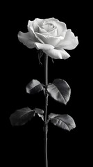 A Single White Rose Against A Black Background