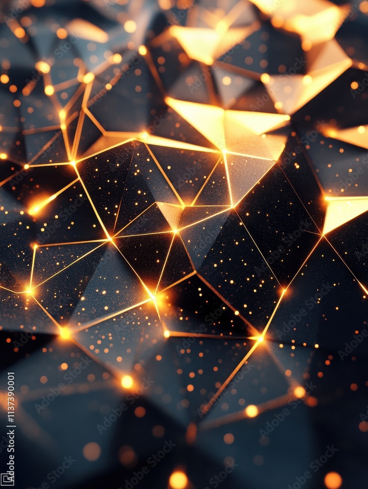 Aufkleber abstract glowing polygonal on starry sky background. idea and future concept. 3d rendering.