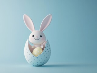 Fototapeta premium Toy bunny inside egg