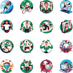 Collection of Flat Style Work Stress Illustrations 

