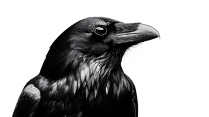 Black raven on a transparent background. isolated background.