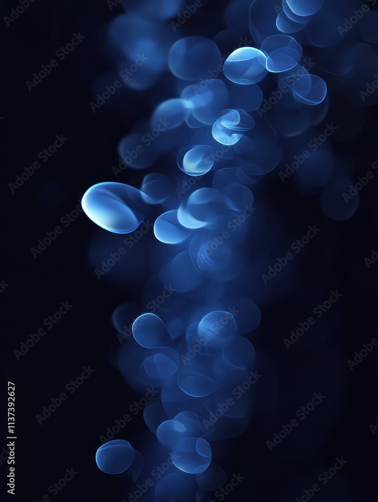 Poster dark blue abstract shiny bokeh particles banner design. vector background