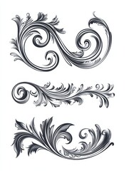 Fototapeta premium Decorative swirls divider. Collection of vector calligraphic objects for wedding invitation, greeting card and certificate design. Lines, borders, swirls and divider in retro classic style.