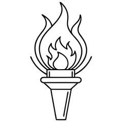 Torch with flame kine icon