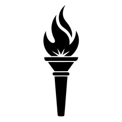 Torch with fire silhouette icon vector illustration