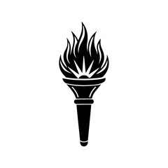 Torch with fire silhouette icon  vector illustration 