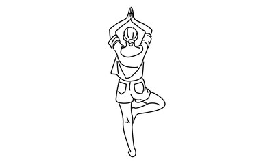 Line art of Woman Yoga Pose