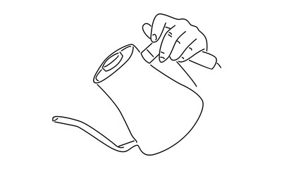 line art of hand holding teapot illustration