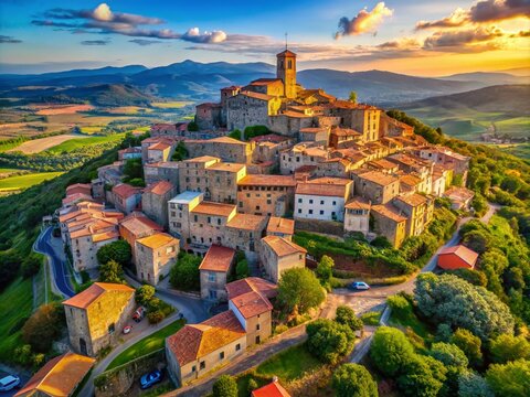 Aerial Panoramic View of Capalbio, Tuscany: Italy's Most Beautiful Hilltop Village
