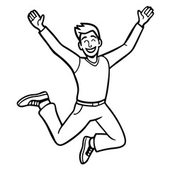 Man Jumping Line art Vector Illustration