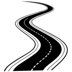 Winding Road Highway Vector Silhouette Illustration