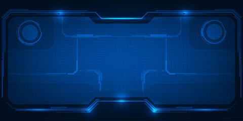 Futuristic frame,screen,panels,border and windows for head up display or dashboard control and technology background.Future sci fi tech style design concepts.Vector illustrations.