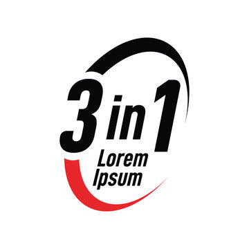 3in1, three in one, 3 in1 vector icon logo badge. 3 in 1 concept illustration for packaging.