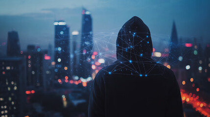 Hacker are planning to hack and attack networks and cyber security , innovative Smart city and graphs with statistics to analyze business potential and predict future developments in company growth.