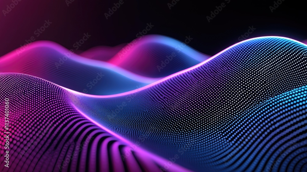Poster dynamic color waves abstract visualization digital art vibrant environment close-up view modern conc