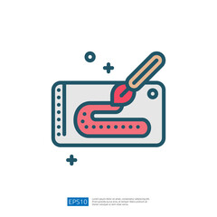 The image depicts a stylized illustration of a cake being decorated with icing using a piping tool, emphasizing the art of cake decoration.