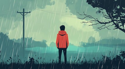 Solitude in the Rain A Contemplative Backdrop for Stories of Introspection and Melancholy,Ideal for Novels,Blogs