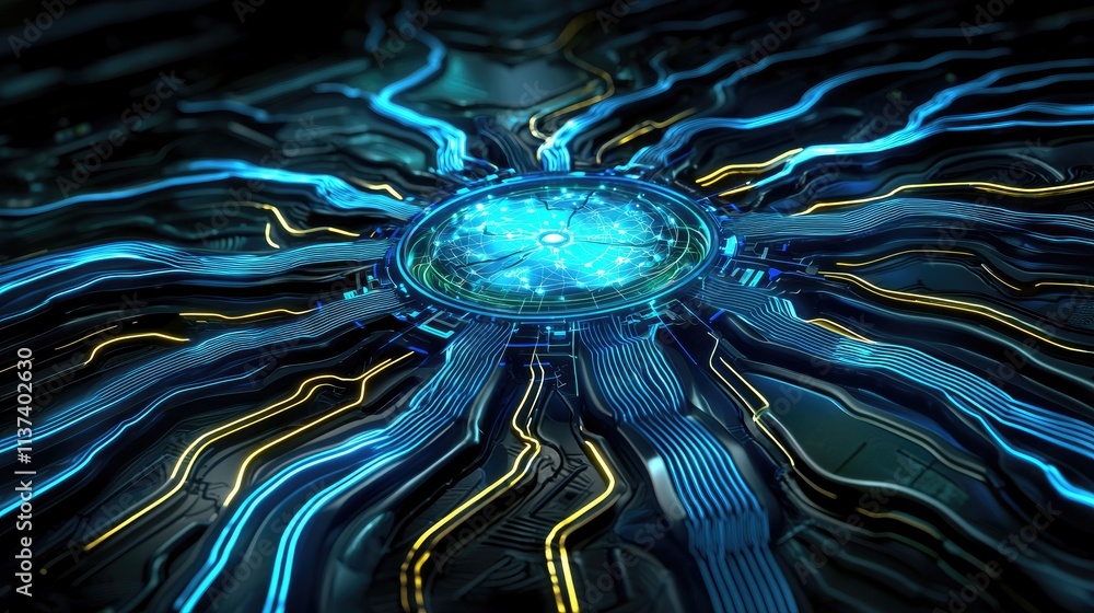 Poster dynamic technology visualization abstract digital space graphic design futuristic environment close-