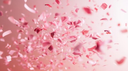 Fototapeta premium Pink confetti falling softly through the air