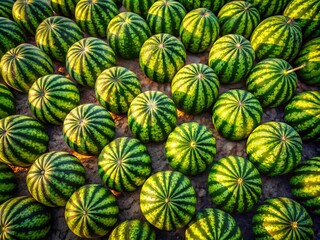 Aerial View Watermelon Field Summer Harvest Drone Photography, Farmland, Agriculture, Aerial Shot
