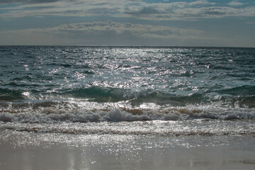 Sea water in rippled water detail background. Ocean waves pattern.