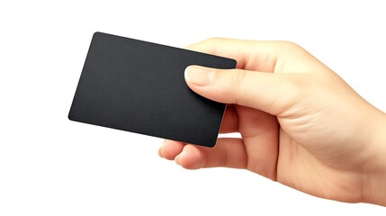 Hand Holding a Blank Black Card:  Perfect for Mockups and Designs