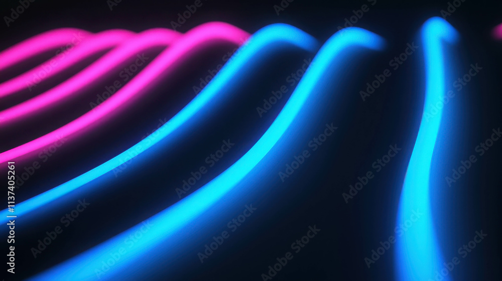Aufkleber softly glowing thin lines forming elegant flowing patterns in neon colors