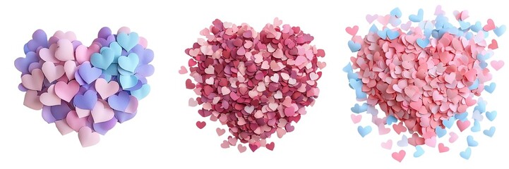 Fototapeta premium Valentine Colorful hearts made of pastel confetti, perfect for celebrating love, romance, and special occasions.