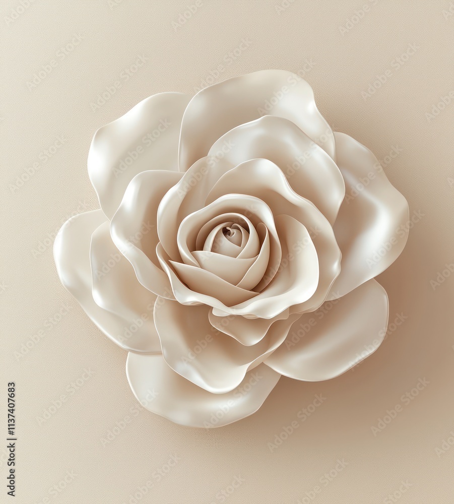 Poster minimalist design of a table tent card with a soft beige background and elegant rosette.