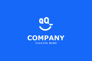 letter q and smile face happy logo