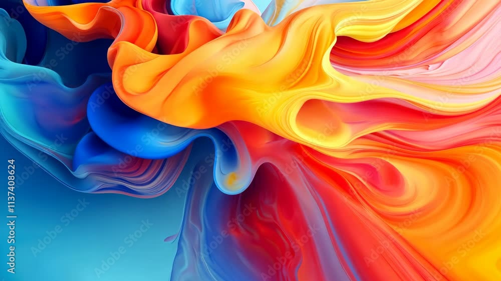 Poster Dynamic swirls of vibrant colors create an immersive abstract art composition showcasing artistic fluid creativity