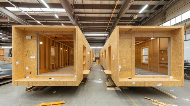 Prefab Housing Factory: A factory that assembles prebuilt components for homes, enabling rapid construction with precision and efficiency, reducing time and labor costs.
