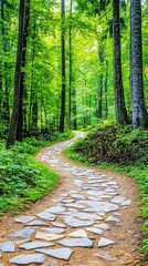 Dual Perspectives in Art, Scenic Paths Through Lush Forest Landscape