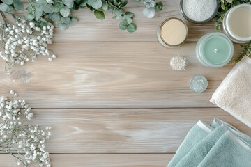 Fototapeta premium Spa and bath accessories concept background...