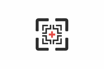 Fototapeta premium creative medical barcode scan icon and logo vector illustration