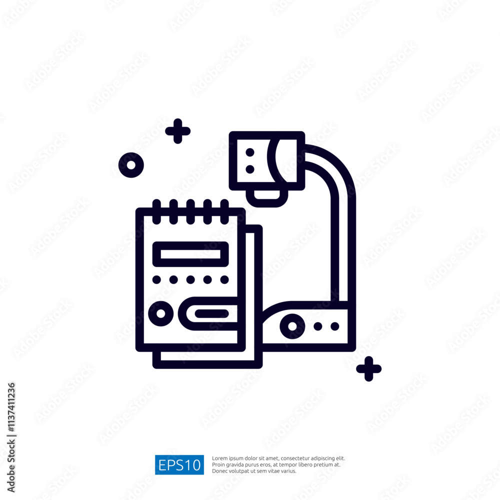 Poster this image depicts an overhead projector with a notebook, illustrating a tool commonly used for pres