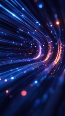 Obraz premium Abstract digital design with glowing lines and particles in motion.