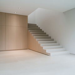 Fototapeta premium Concrete Storage Unit Under Basement Steps Maximizing Space for Smart Organizational Solutions