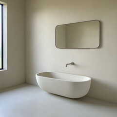 Mirror Close-Up with Muted Colors and Modern Edge Frame for Bathroom Interiors
