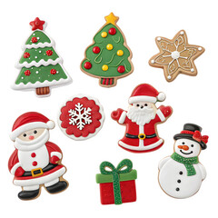 Big set of Cute Christmas cookies isolated on white