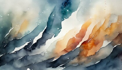 波のような、氷のような、抽象的な水彩画