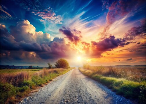 August 3rd: Empty Gravel Path Double Exposure Photography - Surreal Summer Landscape