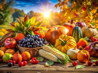 Autumn Harvest Abundance: Organic Food Photography, Healthy Eating, Fall Vegetables, Farm Fresh Produce