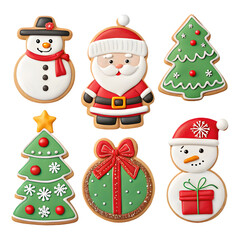 Big set of Cute Christmas cookies isolated on white