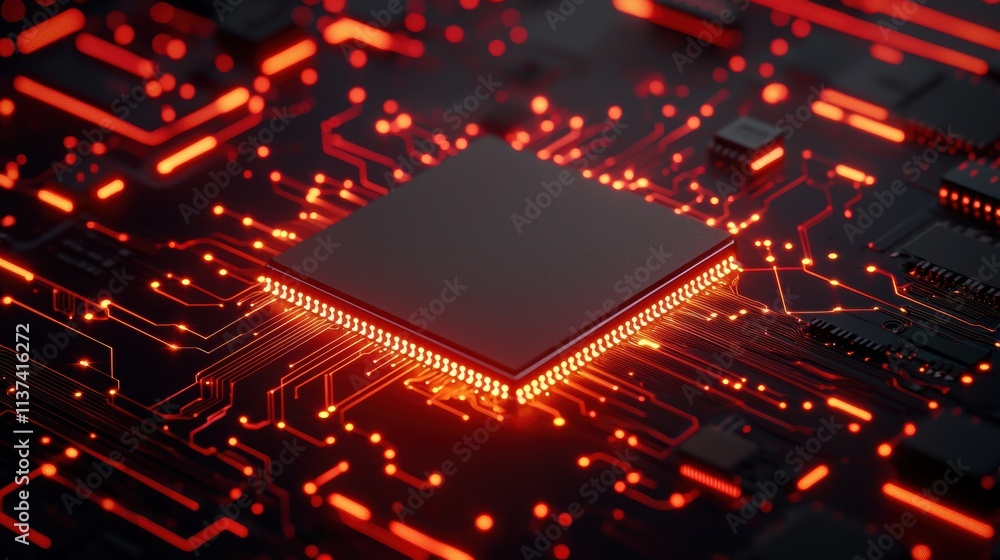Poster minimalist glowing circuit board symbolizing digital connection innovation and the seamless flow of 