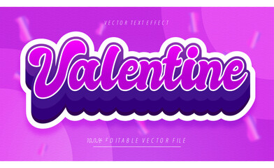 Valentine day 3D Editable Text Effect with purple color theme