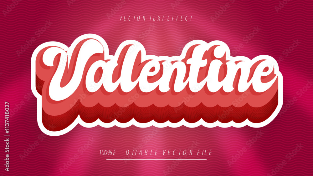Poster valentines editable red text effect 3d text effect template
